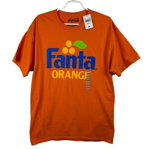 Men's Coca Cola Orange T-Shirt Fanta Soda Pop Short Sleeve Cotton Tee sz Medium